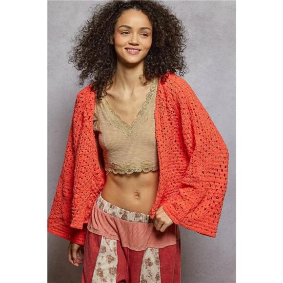 POL Open Front Cardigan with Crochet Patterns - Picture 1 of 6